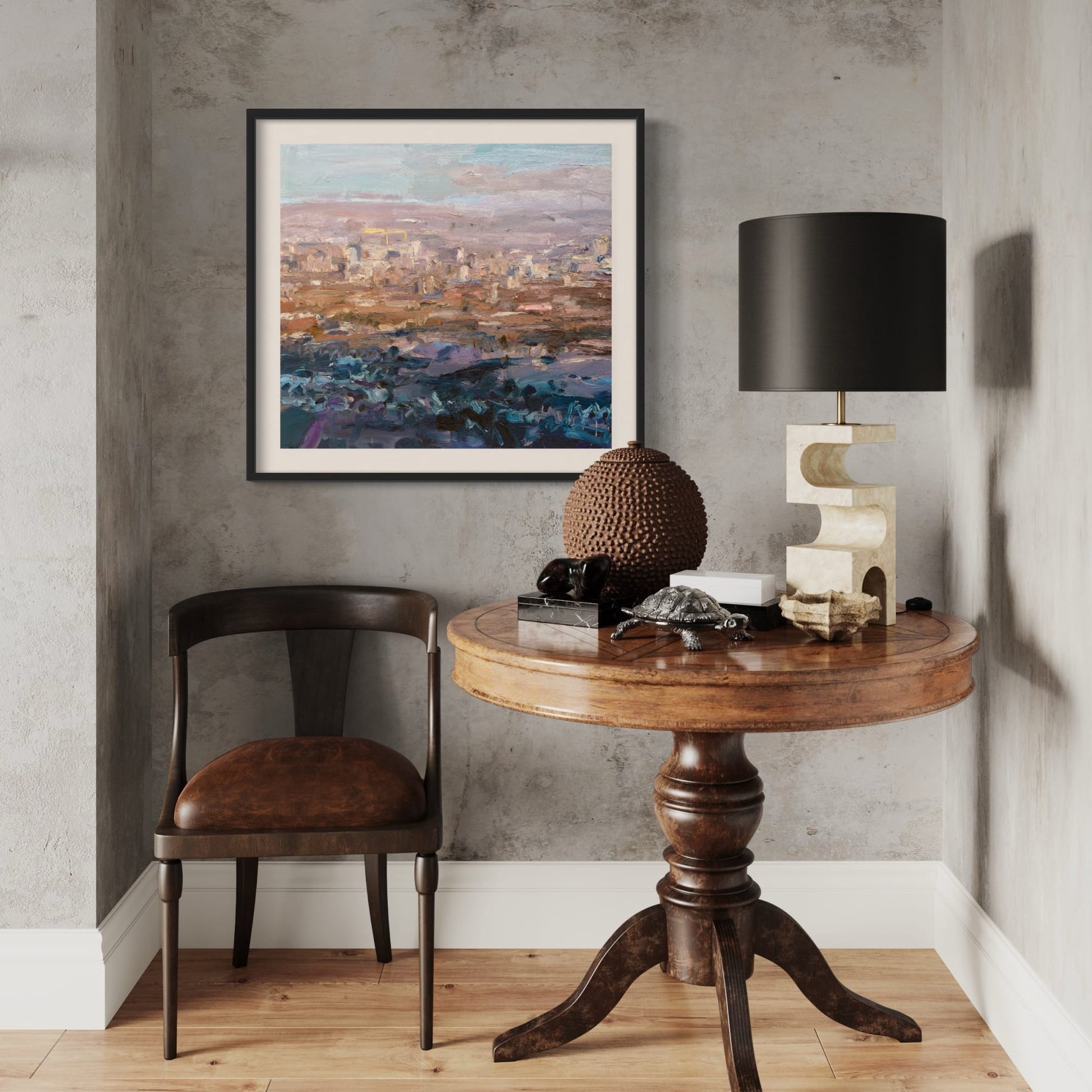 Belfast From Black Mountain Reproductions - Giclée By Colin Davidson Framed On Wall