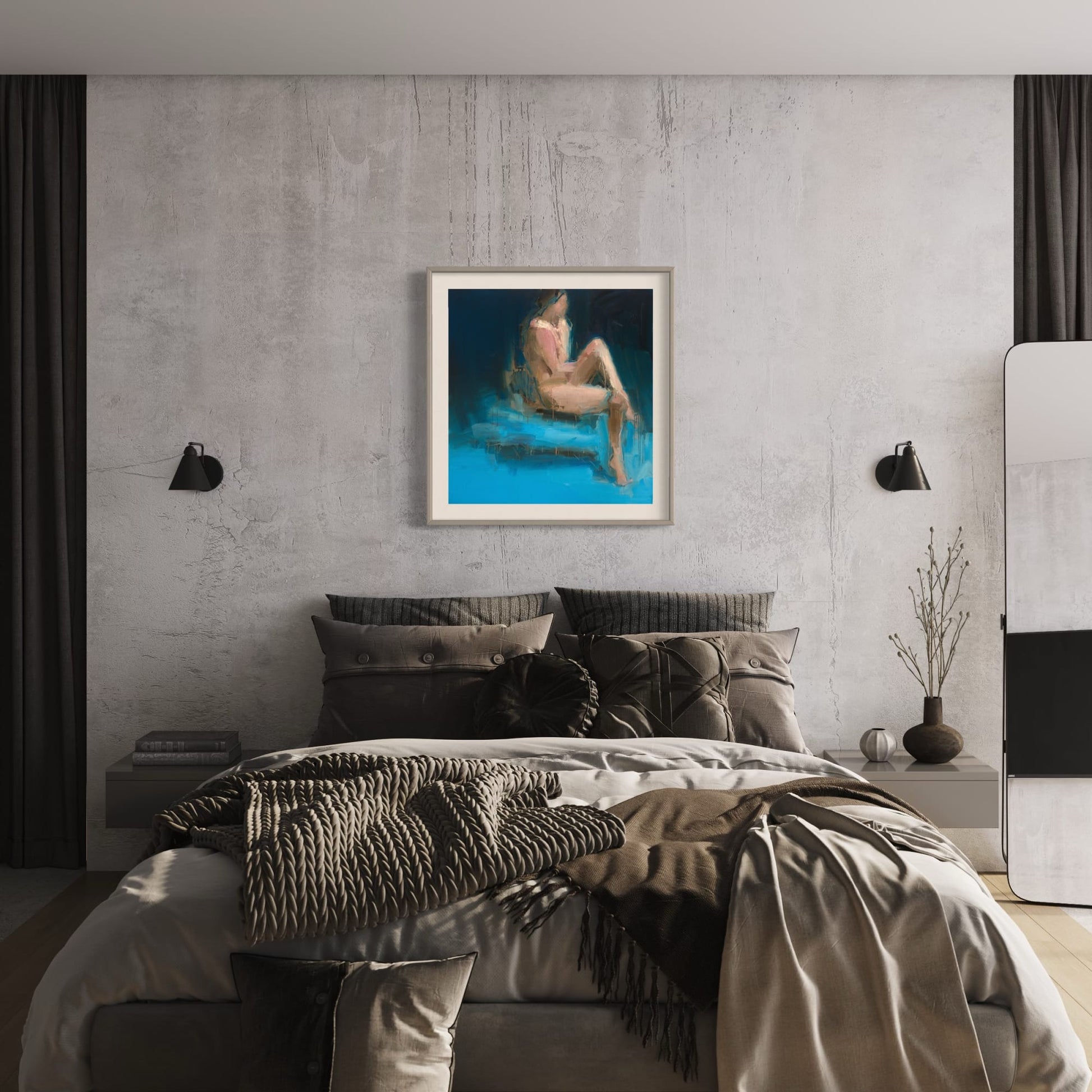 Blue Room Reproductions - Giclée By Colin Davidson Framed On Bedroom Wall